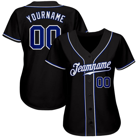 Maxcorners Custom Black Royal-White Authentic Baseball Jersey LM2605