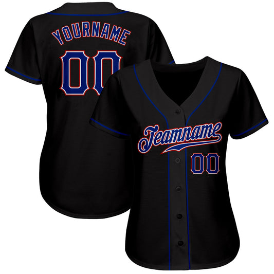 Maxcorners Custom Black Royal-Red Authentic Baseball Jersey LM2605