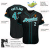 Maxcorners Custom Black Aqua Pinstripe Teal-White Authentic Baseball Jersey LM2605