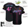 Maxcorners Custom Black Light Blue Pinstripe Pink-Light Blue Authentic Baseball Jersey LM2605