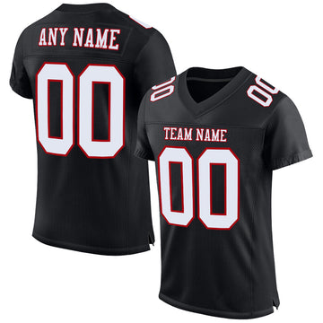 Maxcorners Custom Black White-Red Mesh Authentic Classic Football Jersey LM2605