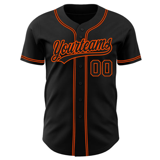 Maxcorners Custom Black Black-Orange Authentic Baseball Jersey LM2605