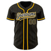 Maxcorners Custom Black Gold Pinstripe Black-White Authentic Baseball Jersey LM2605