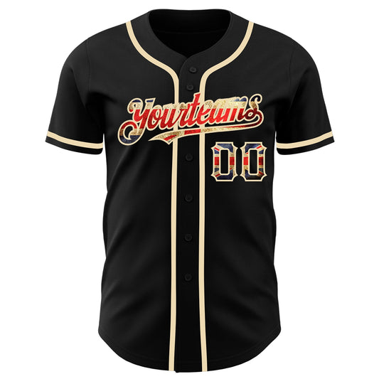 Maxcorners Custom Black Vintage Canadian Flag -City Cream Premium Baseball Jersey LM0210