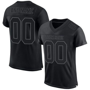 Maxcorners Custom Black Steel Gray Mesh Authentic Football Jersey LM2605