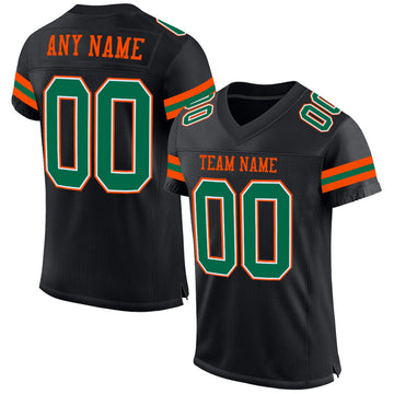 Maxcorners Custom Black Kelly Green-Orange Mesh Authentic Football Jersey LM2605