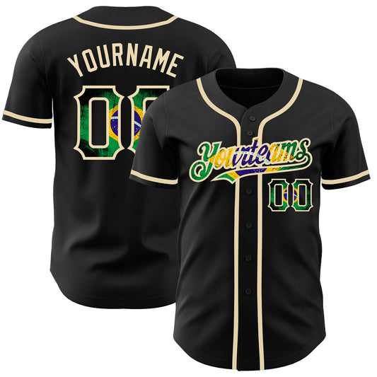 Maxcorners Custom Olive Vintage USA Flag-Red Premium Salute To Service Baseball Jersey LM0210