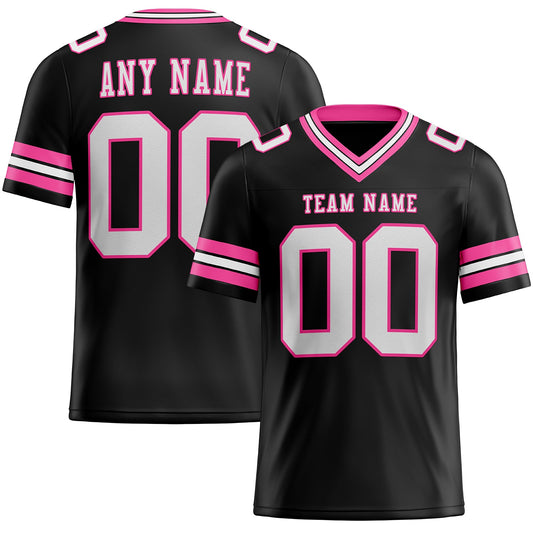 Maxcorners Custom Black White-Pink Authentic Football Jersey LM2605