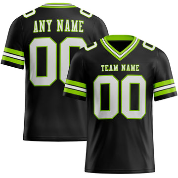 Maxcorners Custom Black White-Neon Green Authentic Football Jersey LM2605