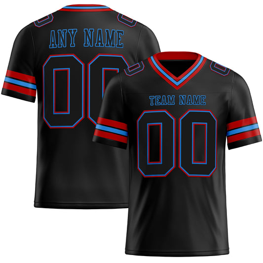 Maxcorners Custom Black Powder Blue-Red Authentic Football Jersey LM2605