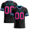 Maxcorners Custom Black Pink-Teal Authentic Football Jersey LM2605