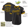 Maxcorners Custom Black Gold Authentic Throwback Baseball Jersey LM2605