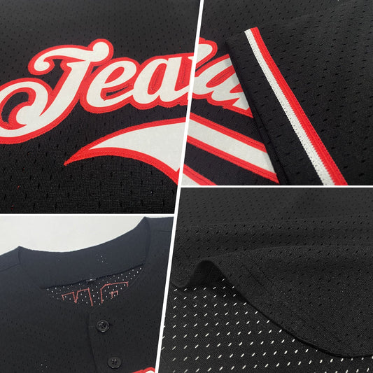 Maxcorners Custom Black Gold-White Mesh Authentic Throwback Baseball Jersey LM2605