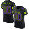 Maxcorners Custom Black Purple-Neon Green Mesh Authentic Football Jersey LM2605