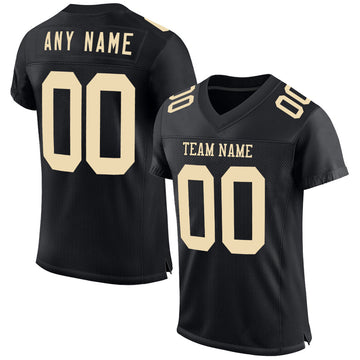 Maxcorners Custom Black Cream Mesh Authentic Football Jersey LM2605