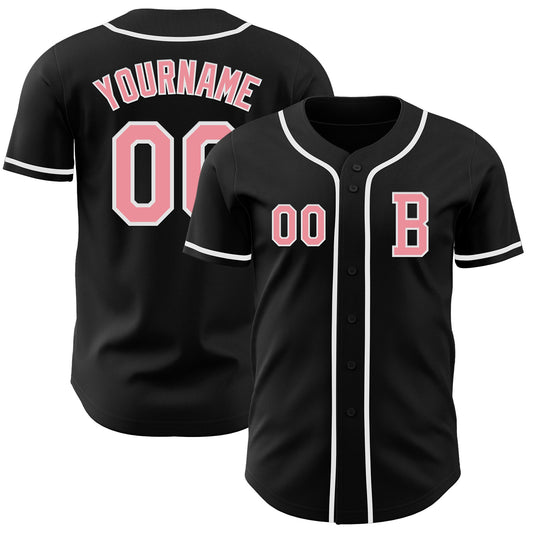 Maxcorners Custom Black Medium Pink-White Authentic Baseball Jersey LM2605