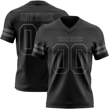 Maxcorners Custom Black Steel Gray Authentic Football Jersey LM2605