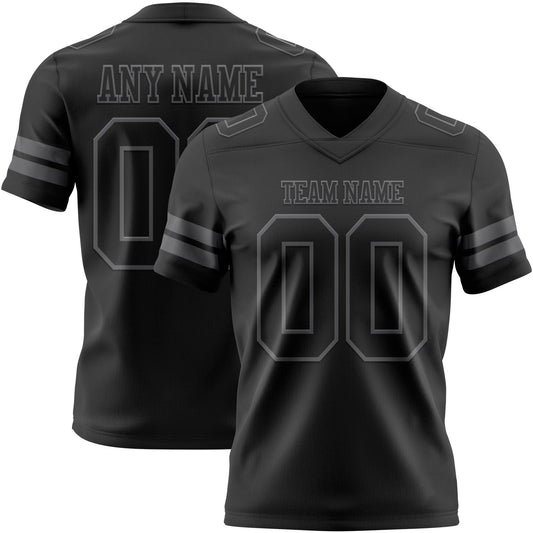 Maxcorners Custom Black Steel Gray Authentic Football Jersey LM2605