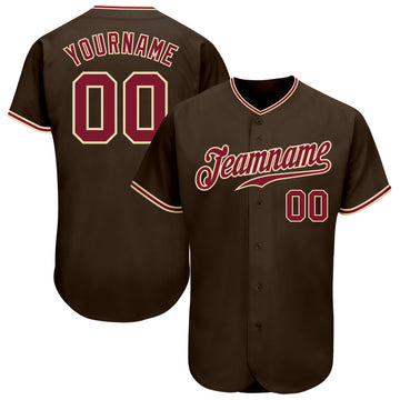 Maxcorners Custom Brown Crimson-City Cream Authentic Baseball Jersey LM2605