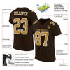 Maxcorners Custom Brown Old Gold-White Mesh Authentic Football Jersey LM2605