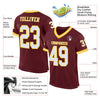 Maxcorners Custom Burgundy White-Gold Mesh Authentic Throwback Football Jersey LM2605