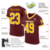 Maxcorners Custom Burgundy Gold-White Mesh Authentic Throwback Football Jersey LM2605
