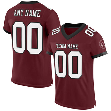 Maxcorners Custom Burgundy White-Black Mesh Authentic Classic Football Jersey LM2605