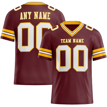 Maxcorners Custom Burgundy White-Gold Authentic Football Jersey LM2605