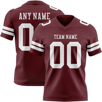 Maxcorners Custom Burgundy White Authentic Football Jersey LM2605