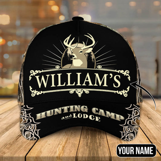 Maxcorners Personalized Name Deer Hunting Camp & Lodge Classic Caps LM0402