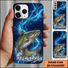 Maxcorners Electric Blue Lightning Splash Custom Name Fishing Phone Case