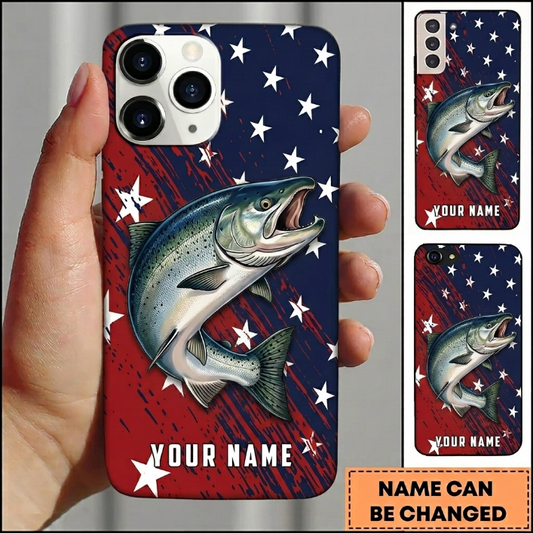 Maxcorners Bold Flag Artwork Custom Name Fishing Phone Case
