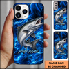 Maxcorners Abstract Blue Smoke Design Custom Name Fishing Phone Case