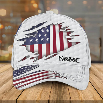 Maxcorners Custom American Golf Classic Cap, Idea Cap for Golfer, American Flag Golf Cap LM0402