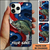 Maxcorners American Flag Wave Custom Name Fishing Phone Case