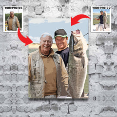 Maxcorners Personalized fishing art canvas custom photo sharing your joy canvas LM0101