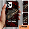 Maxcorners Red Diagonal Lines Custom Name Fishing Phone Case