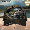 Maxcorners Fishing Rustic Wood Frame Black Scale Customized Name 3D Cap