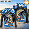 (13 Breeds) Maxcorners Fishing Blue Geometric Camo Bass Beer Anchor Splash Design Custom Name & Team Name 3D Shirts
