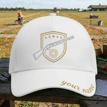 Maxcorners Trap Shooting Gold Shield Five Stars Shotgun Target Badge Personalized Classic Cap