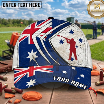 Maxcorners Australia Flag Shooter Clay Target Shotgun Shell Pattern Trap Shooting Multicolor Options Personalized Name 3D Cap
