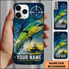 Maxcorners Fishing Blue Target and Offshore Fishing Boat Design Personalized Name Phone Case (12 Fish Species)
