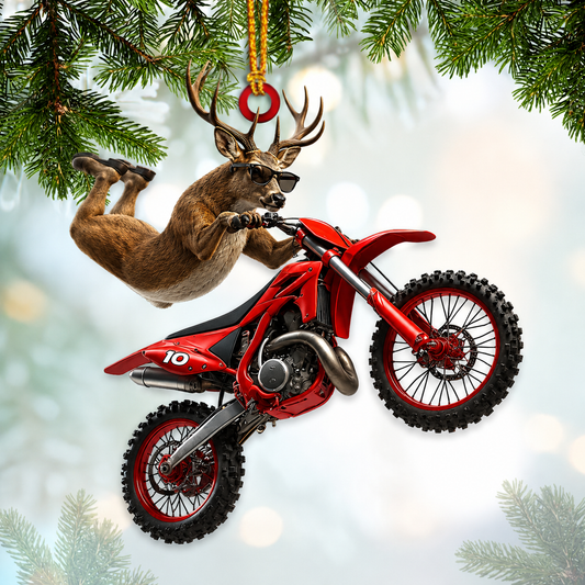 Maxcorners Hunting Deer Riding Dirt Bike Customized Name 3D Keychain And Ornament
