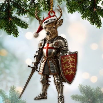 Maxcorners Hunting Deer Medieval Knight Santa Christmas Customized Name 3D Keychain And Ornament