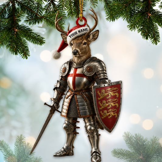 Maxcorners Hunting Deer Medieval Knight Santa Christmas Customized Name 3D Keychain And Ornament