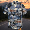 Maxcorners Personalized 1930s Antique Classic Blue Floral Grunge Car Hawaiian Shirt, Custom Photo Car Aloha Shirts