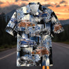 Maxcorners Personalized 1930s Antique Classic Blue Floral Grunge Car Hawaiian Shirt, Custom Photo Car Aloha Shirts