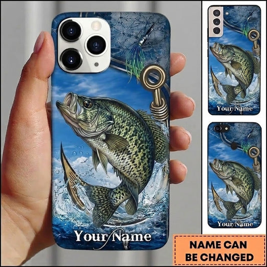 Maxcorners Fishing Blue Ocean Wave Hook Customized Name 3D Phone Case