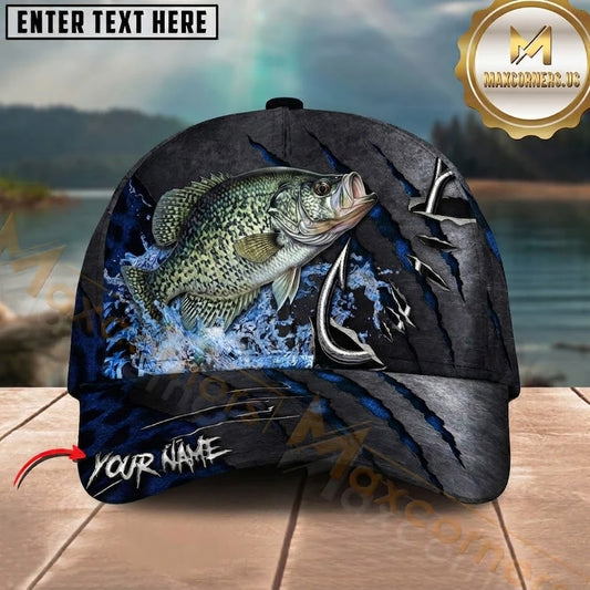 Maxcorners Ripped Metal Hook Design Custom Name Fishing Cap