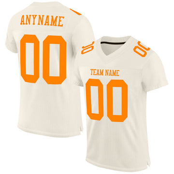 Maxcorners Custom Cream Bay Orange Mesh Authentic Football Jersey LM2605